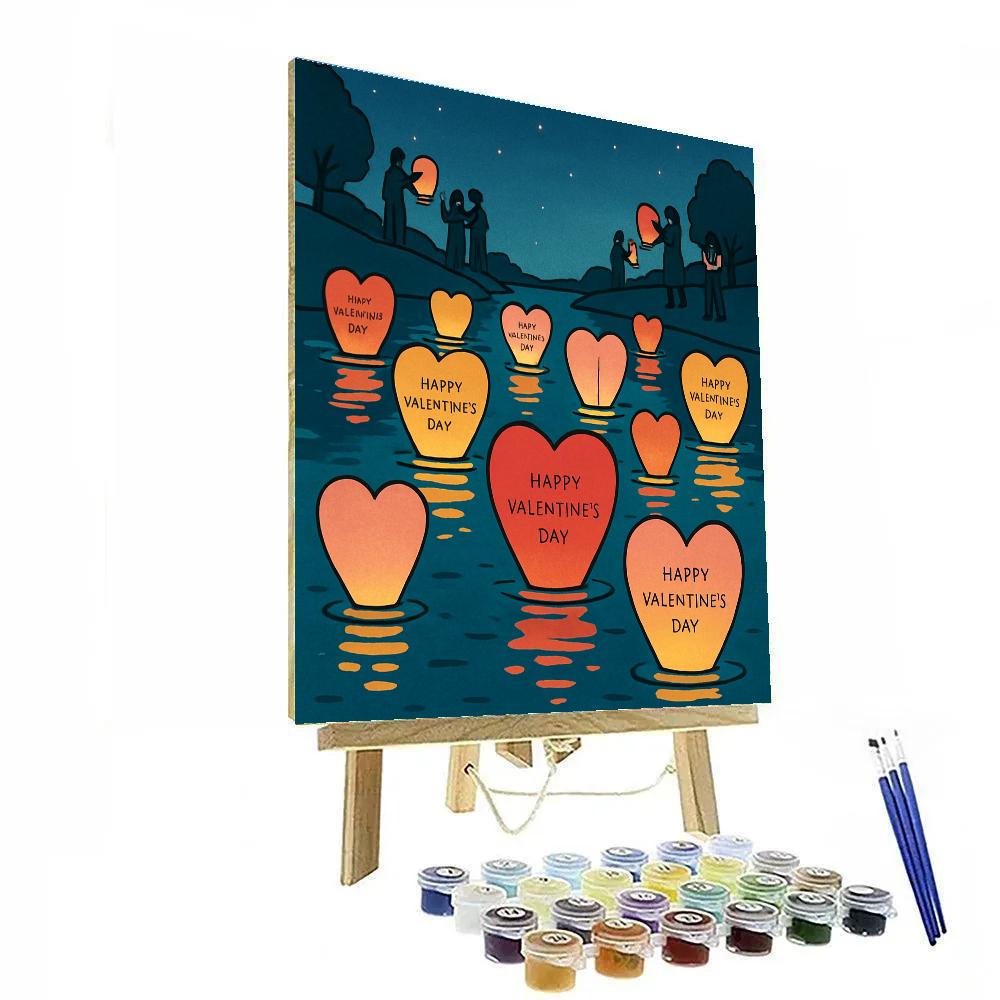 Valentines Day Lantern River Parade painting number kit