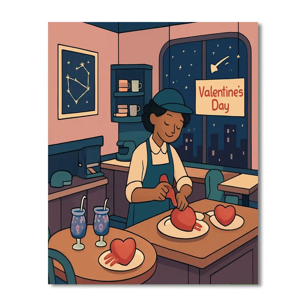 Candy Comet Valentines Day Cafe Paint by numbers kits