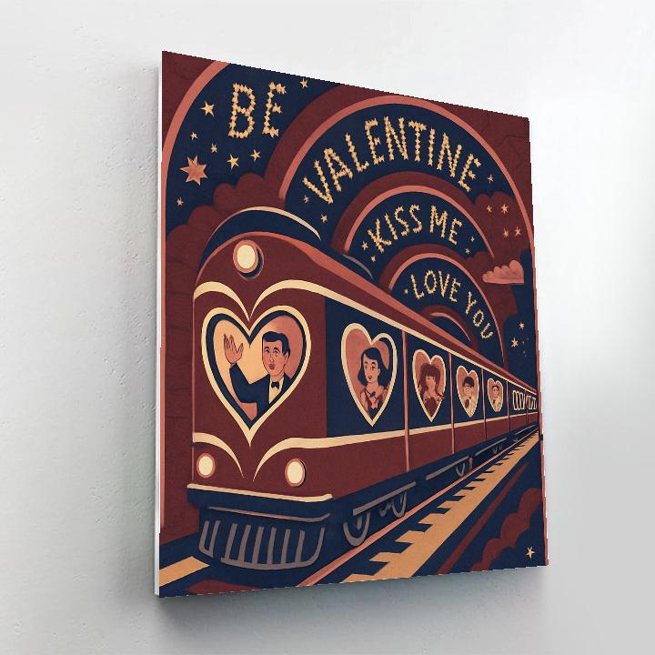 Valentines Day Train Through The Star Tunnel paint by numbers