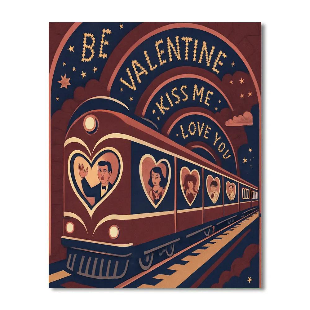 Valentines Day Train Through The Star Tunnel paint by numbers