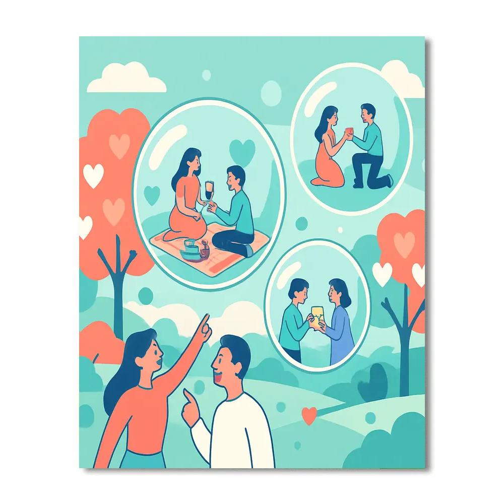 Bubble Planet Valentines Day Park Paint by numbers art