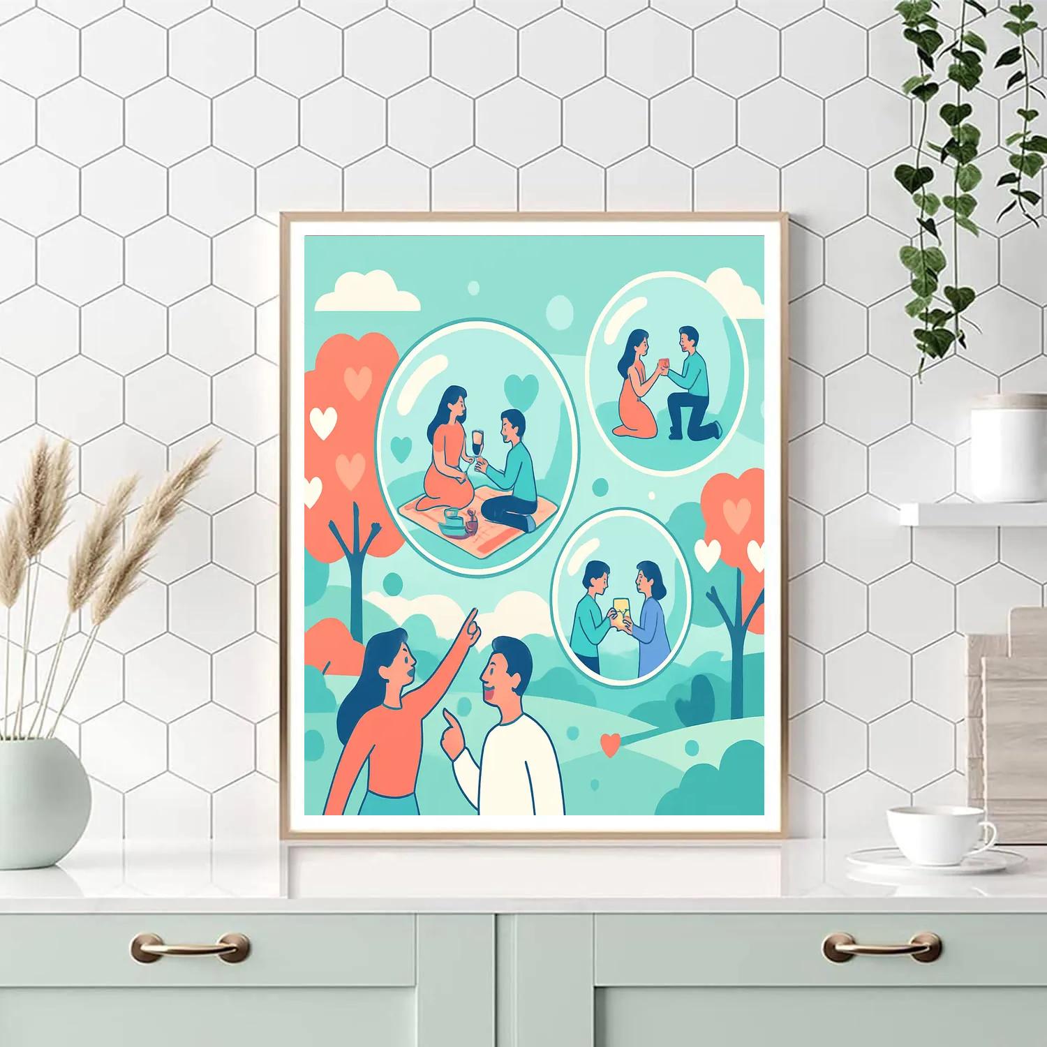 Bubble Planet Valentines Day Park Paint by numbers art