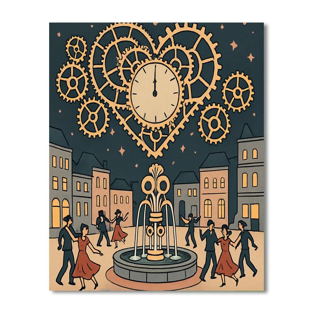 Clockwork Sky Valentines Day Plaza Paint by numbers kits