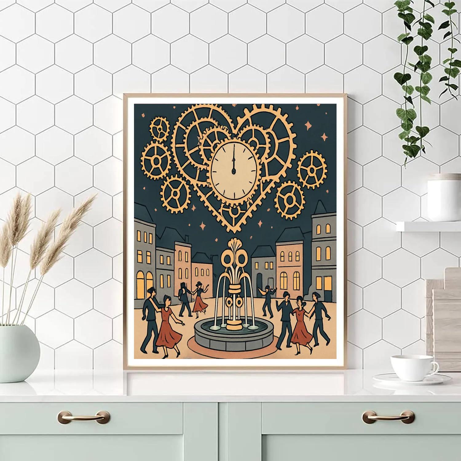 Clockwork Sky Valentines Day Plaza Paint by numbers kits