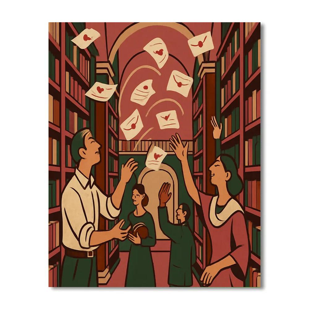 Library Of Floating Valentines Day Letters paint by numbers