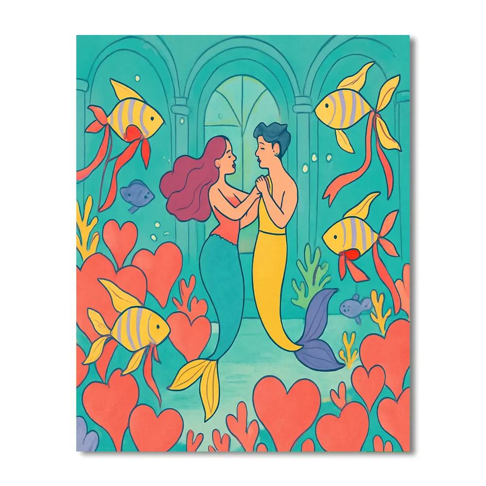 Underwater Valentines Day Coral Ballroom Numbered painting kits