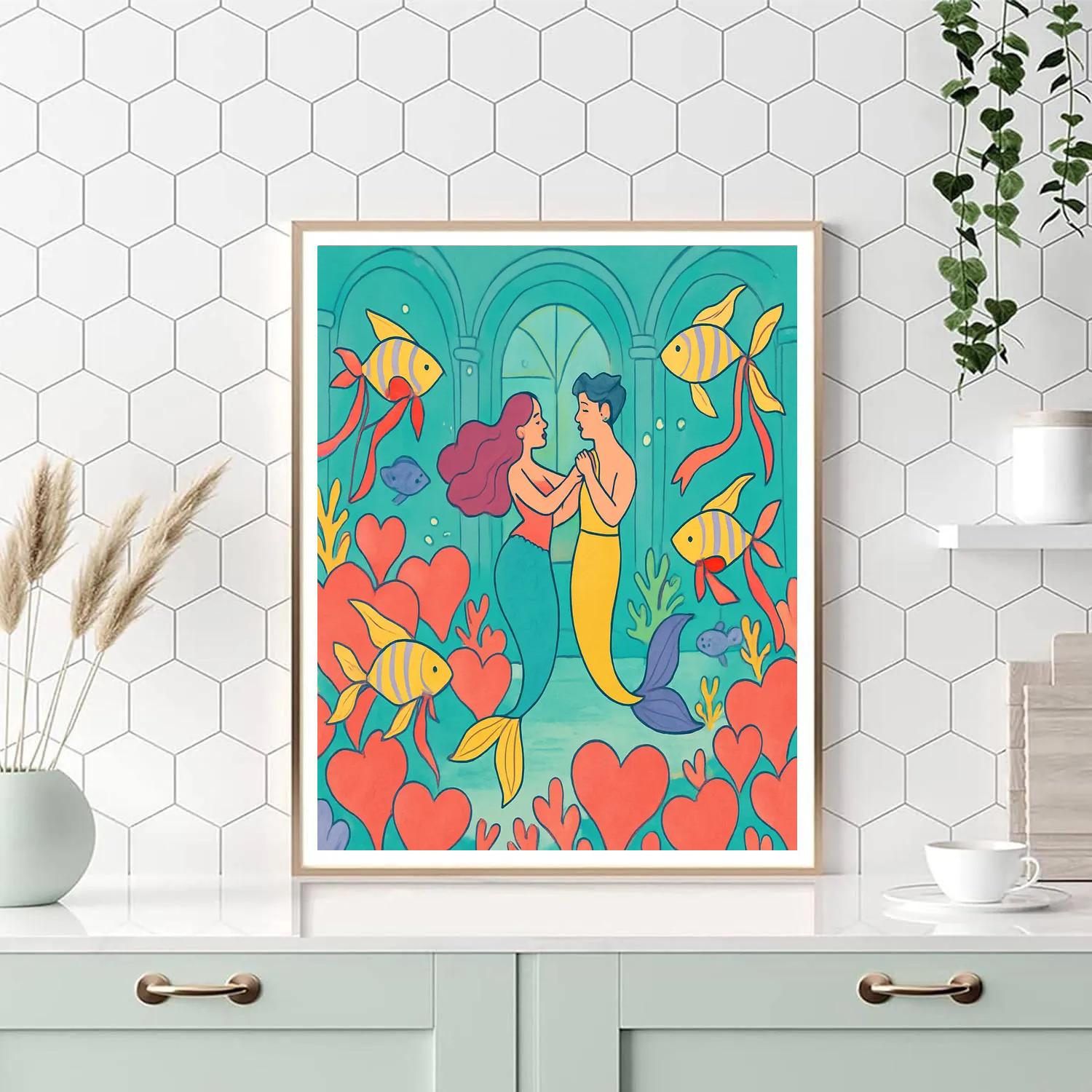 Underwater Valentines Day Coral Ballroom Numbered painting kits