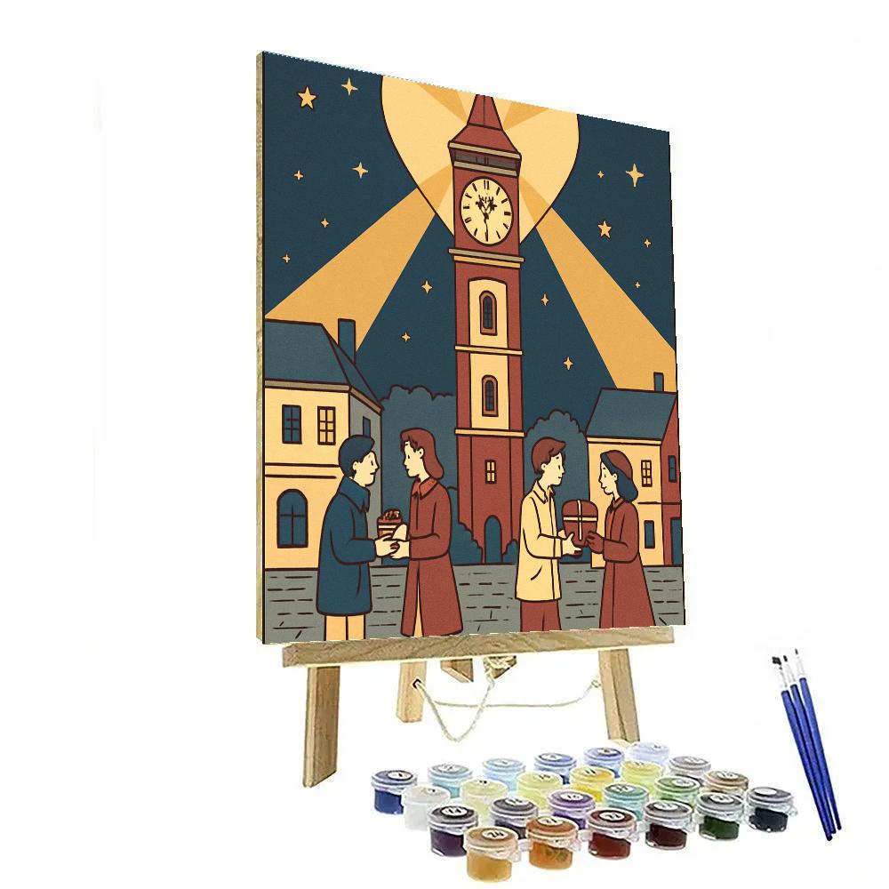 Valentines Day Clock Tower Star Beacon paint by numbers