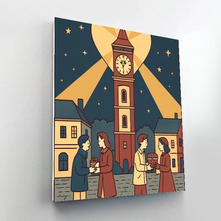Valentines Day Clock Tower Star Beacon paint by numbers