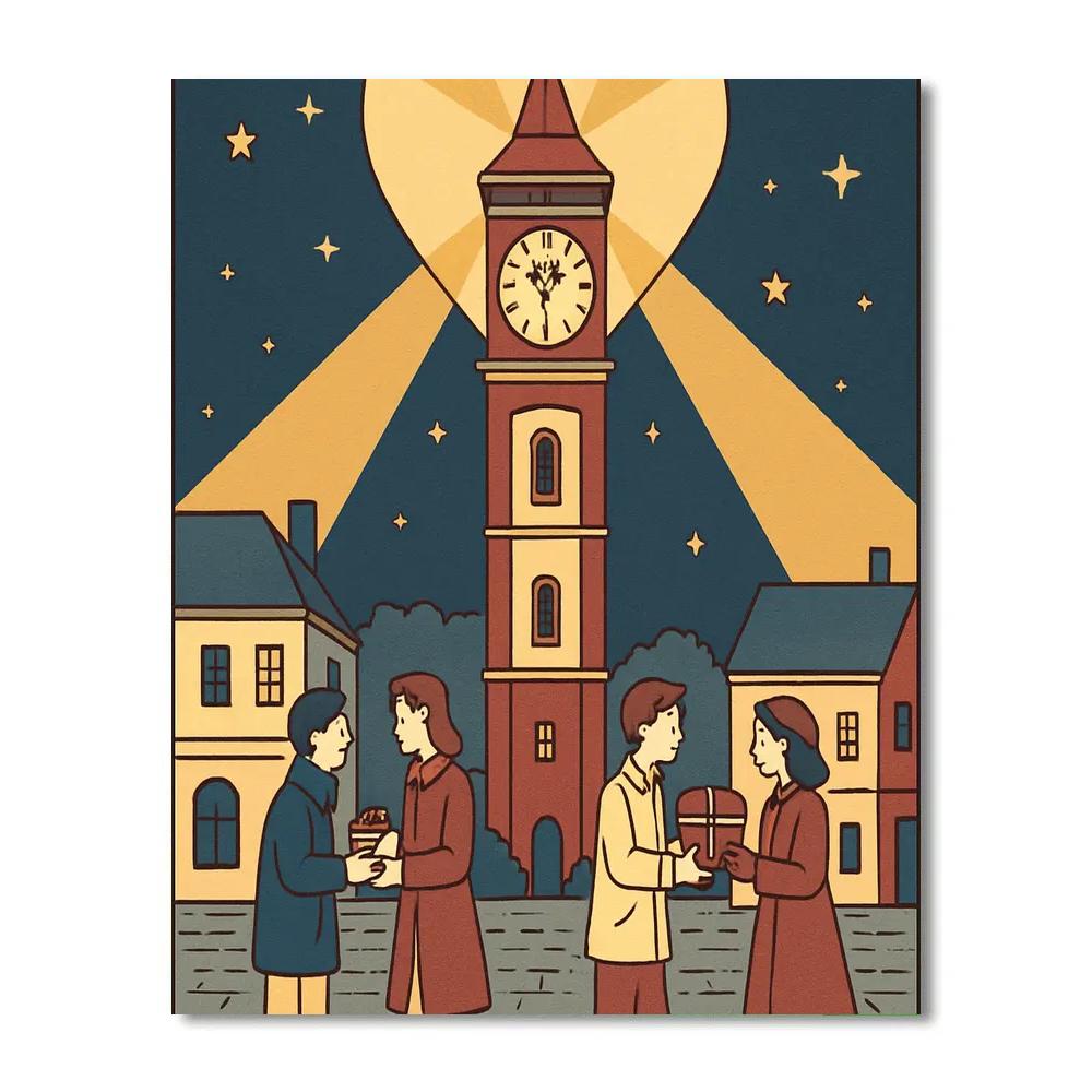 Valentines Day Clock Tower Star Beacon paint by numbers