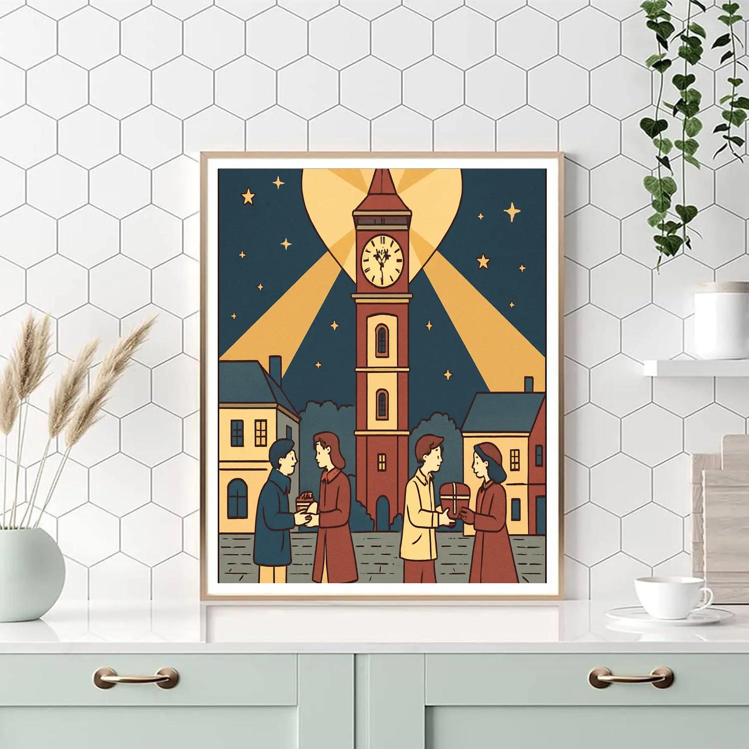 Valentines Day Clock Tower Star Beacon paint by numbers