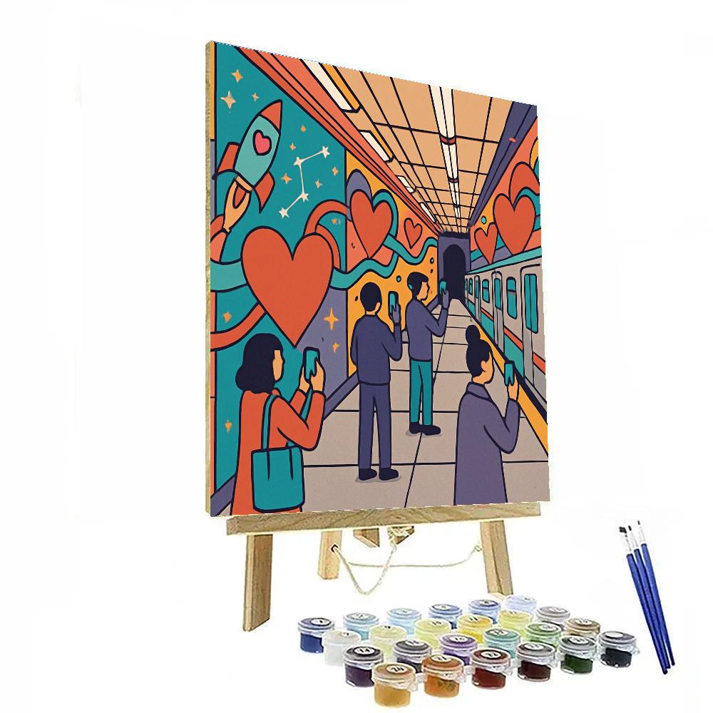 Subway Tunnel Of Valentines Day Murals Numbered painting kits