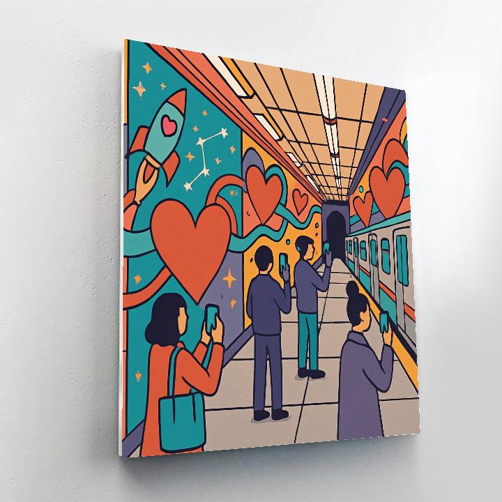 Subway Tunnel Of Valentines Day Murals Numbered painting kits