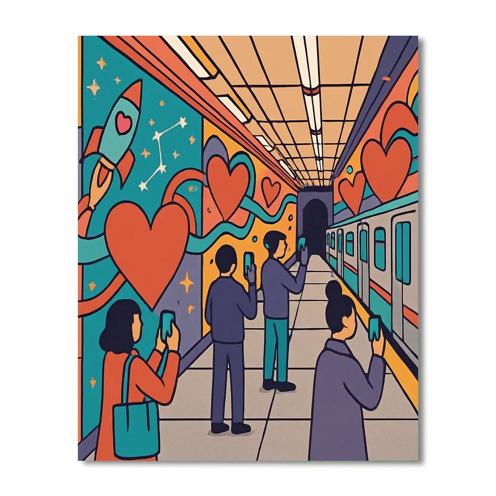 Subway Tunnel Of Valentines Day Murals Numbered painting kits