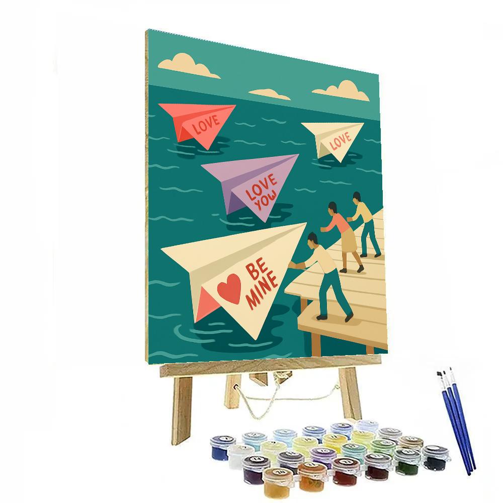 Paper Airplane Valentines Day Star Harbor painting number kit