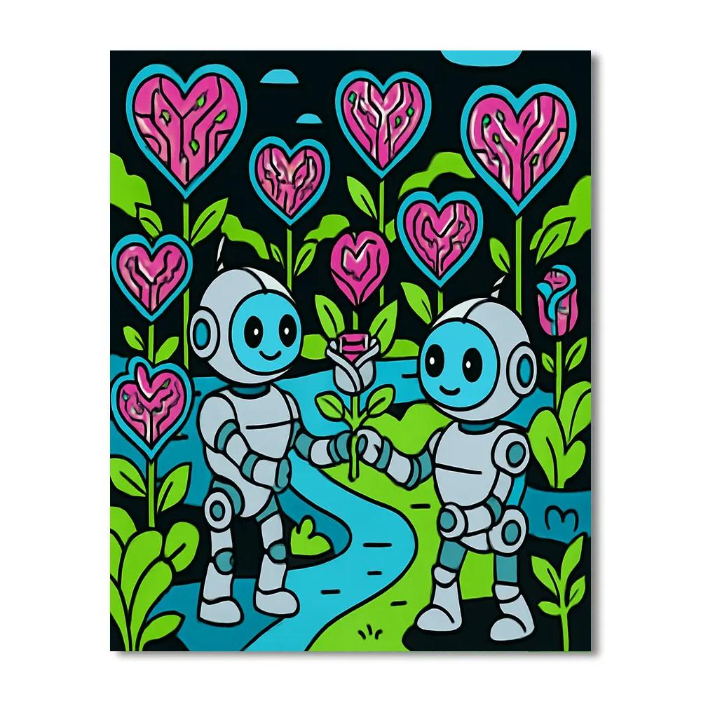 Robotic Garden Valentines Day Circuit Hearts DIY paint by numbers