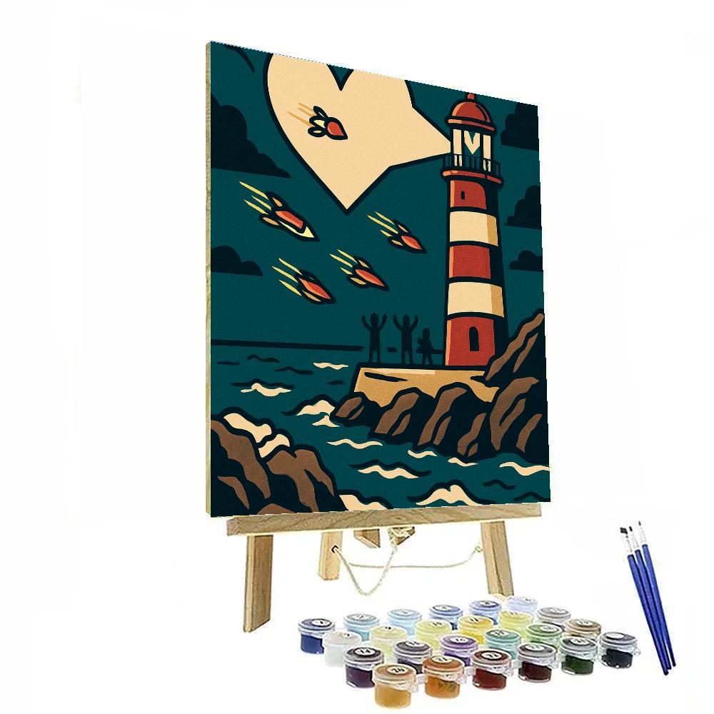 Valentines Day Lighthouse On The Meteoric Shore Painting by numbers kit