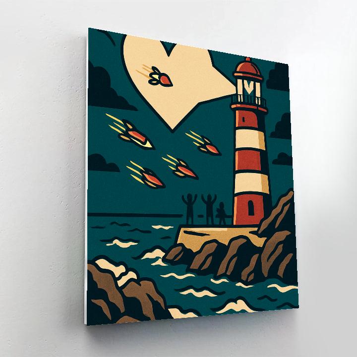 Valentines Day Lighthouse On The Meteoric Shore Painting by numbers kit