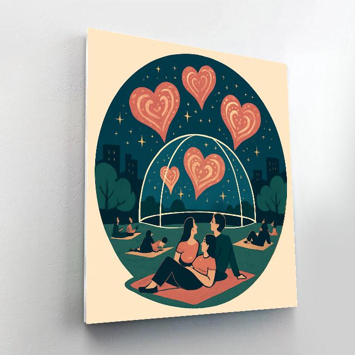 City Park Valentines Day Planetarium Dome Paint by numbers art