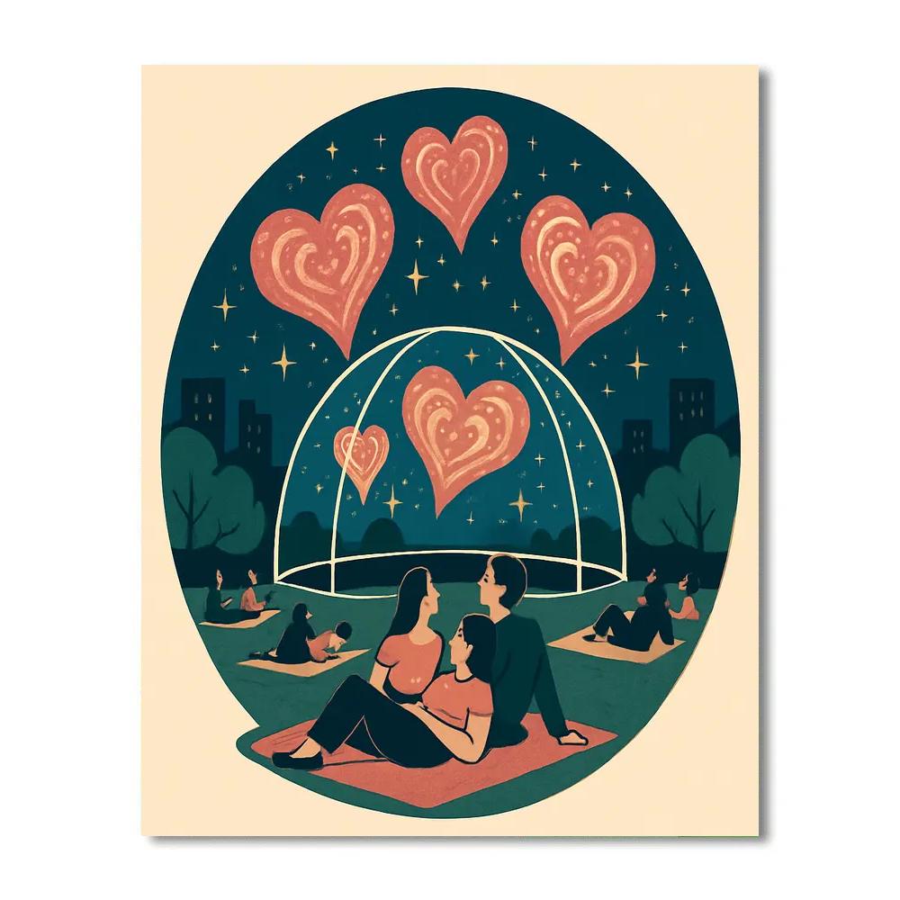 City Park Valentines Day Planetarium Dome Paint by numbers art
