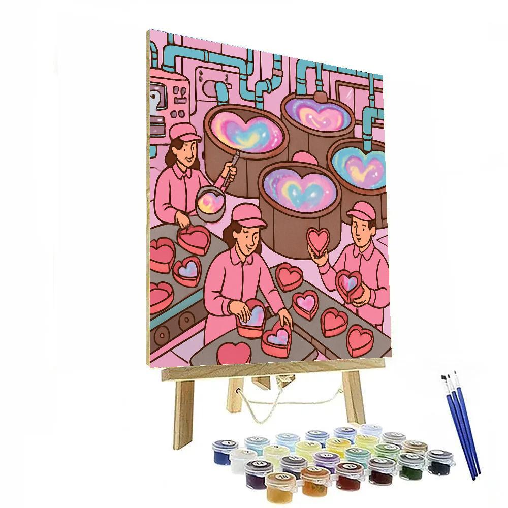Candy Factory Valentines Day Nebula Room painting number kit