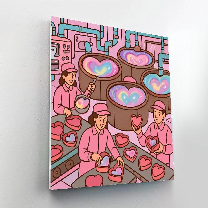 Candy Factory Valentines Day Nebula Room painting number kit