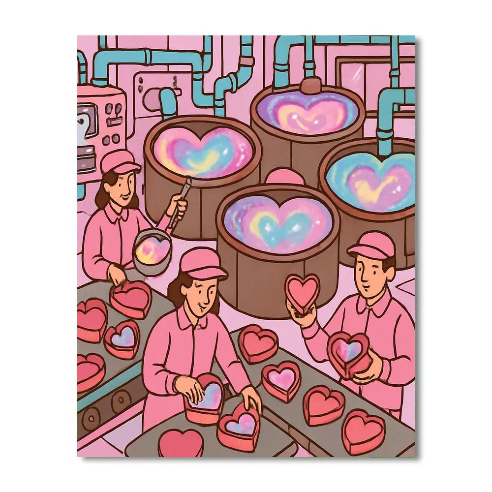 Candy Factory Valentines Day Nebula Room painting number kit