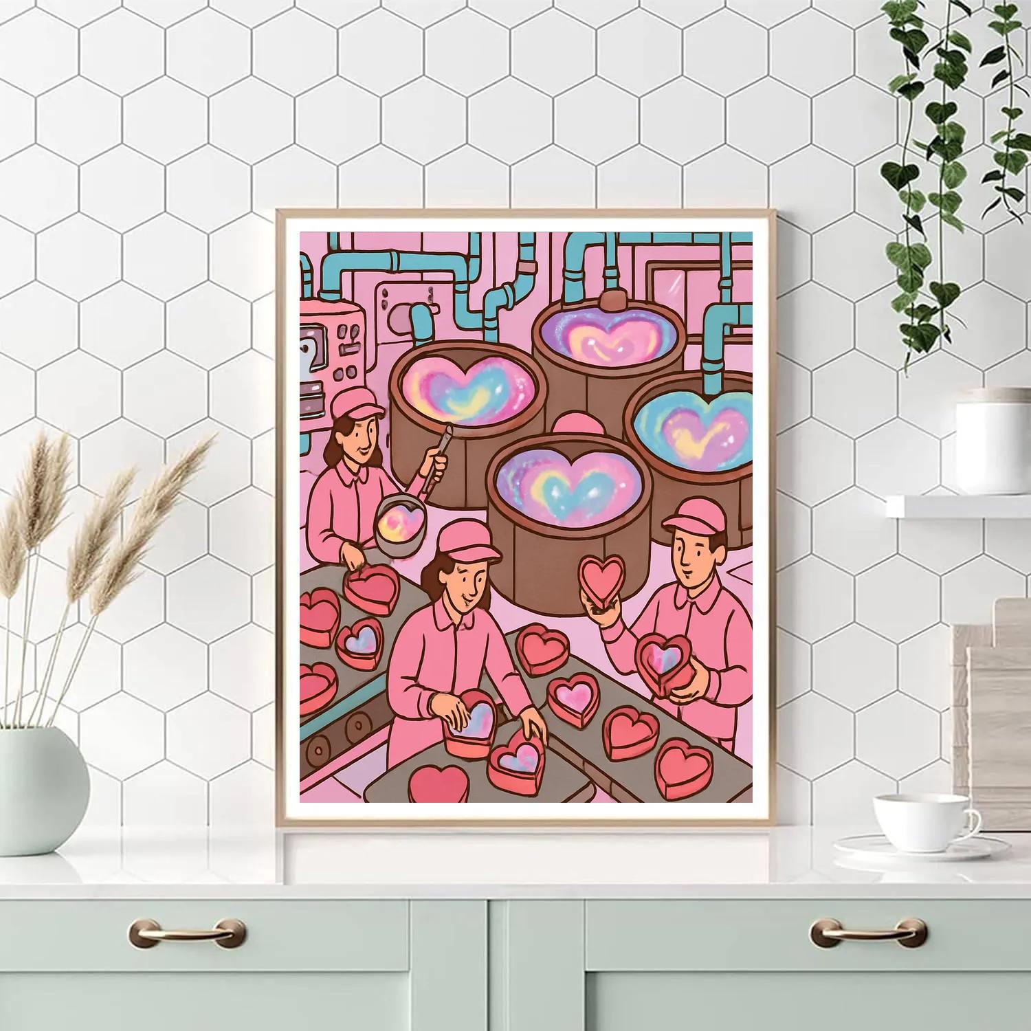 Candy Factory Valentines Day Nebula Room painting number kit
