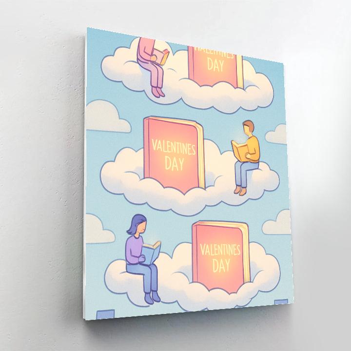 Sky Library Valentines Day Cloud Shelves Numbered painting kits