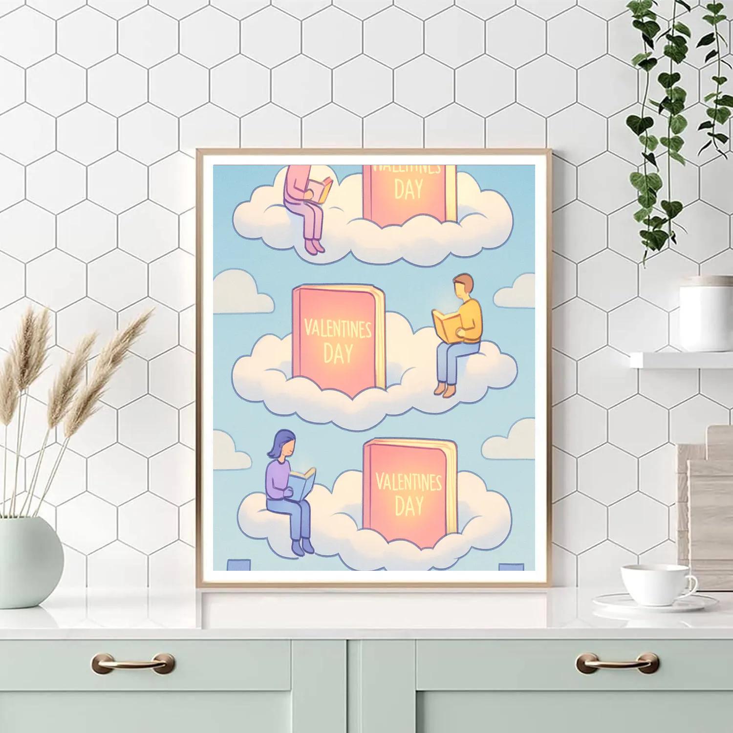 Sky Library Valentines Day Cloud Shelves Numbered painting kits
