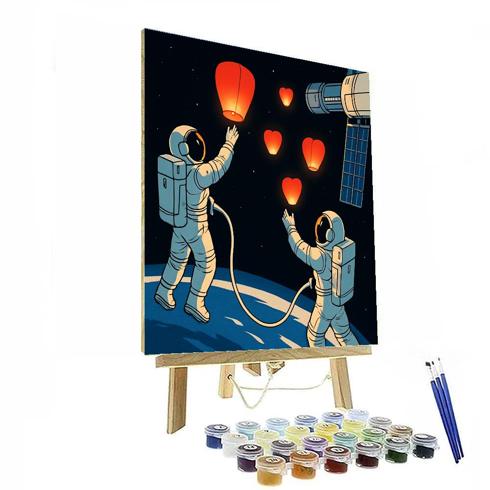Valentines Day Lanterns On The Spacewalk paint by numbers