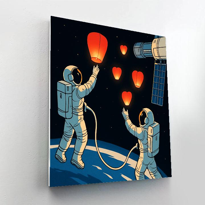 Valentines Day Lanterns On The Spacewalk paint by numbers