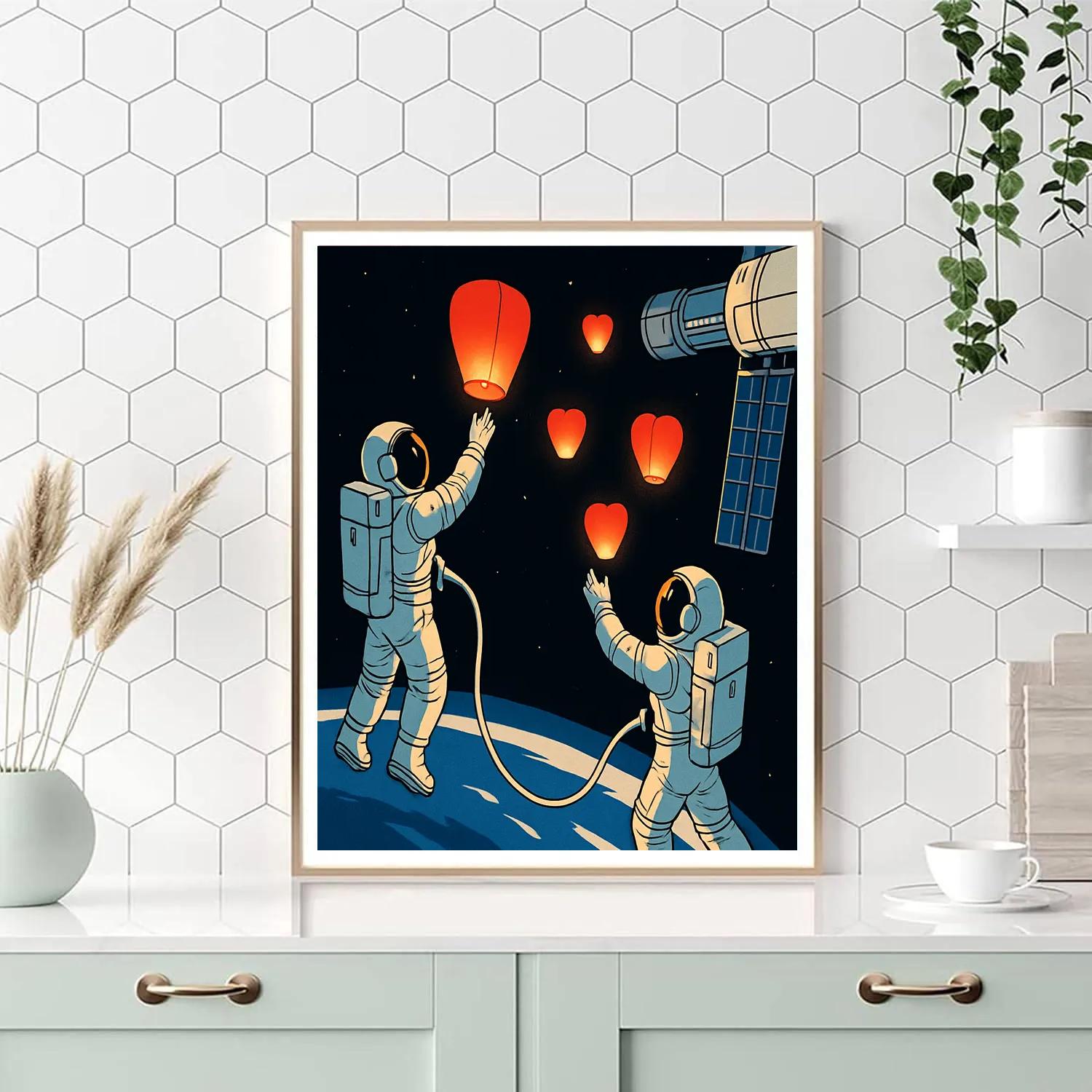 Valentines Day Lanterns On The Spacewalk paint by numbers