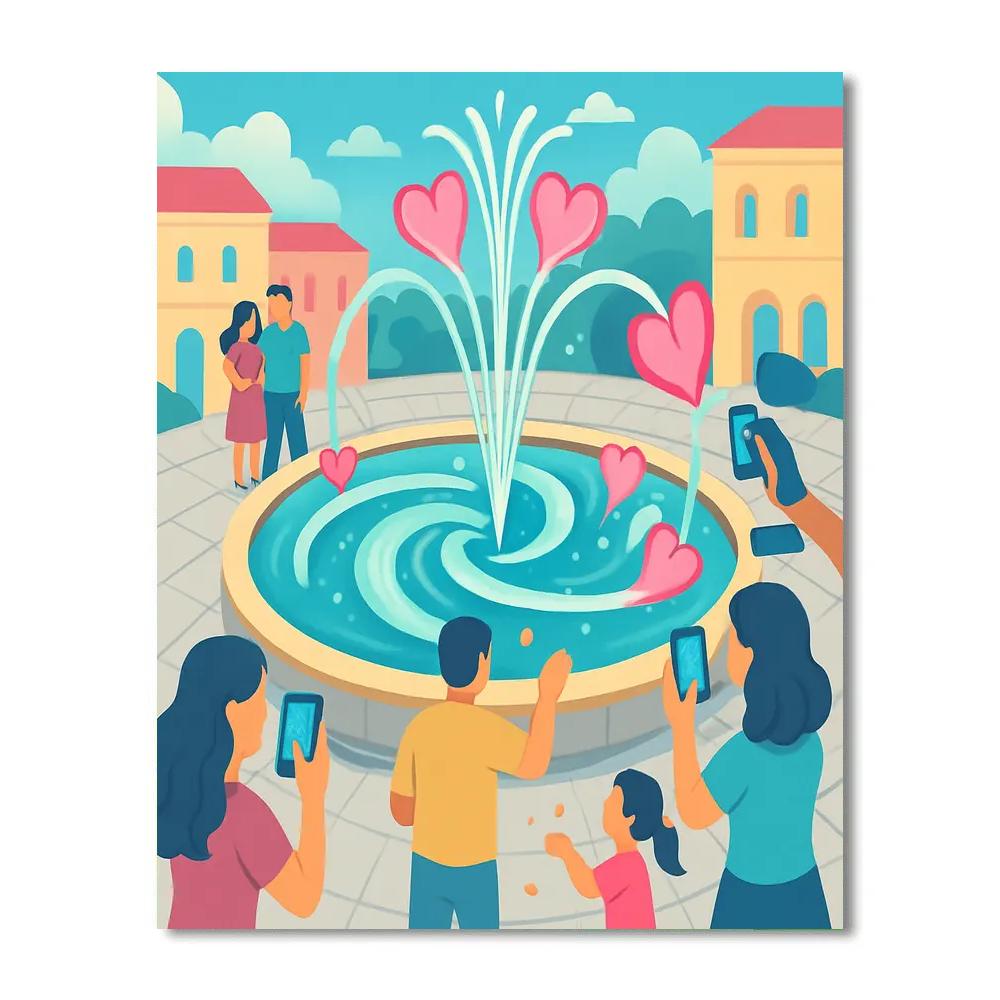 Valentines Day Spiral Galaxy Fountain Plaza Number painting