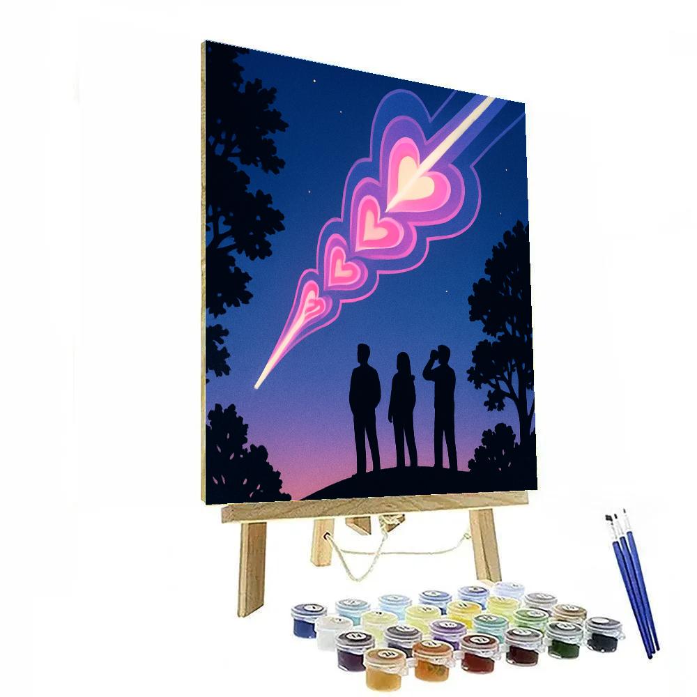 Comet Trail Valentines Day Skyscape DIY paint by numbers