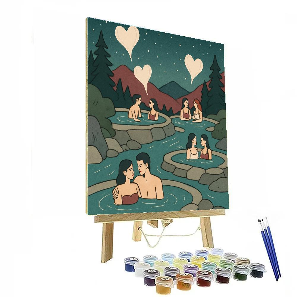 Valentines Day Hot Spring Under The Stars paint by numbers