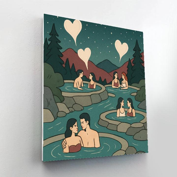 Valentines Day Hot Spring Under The Stars paint by numbers