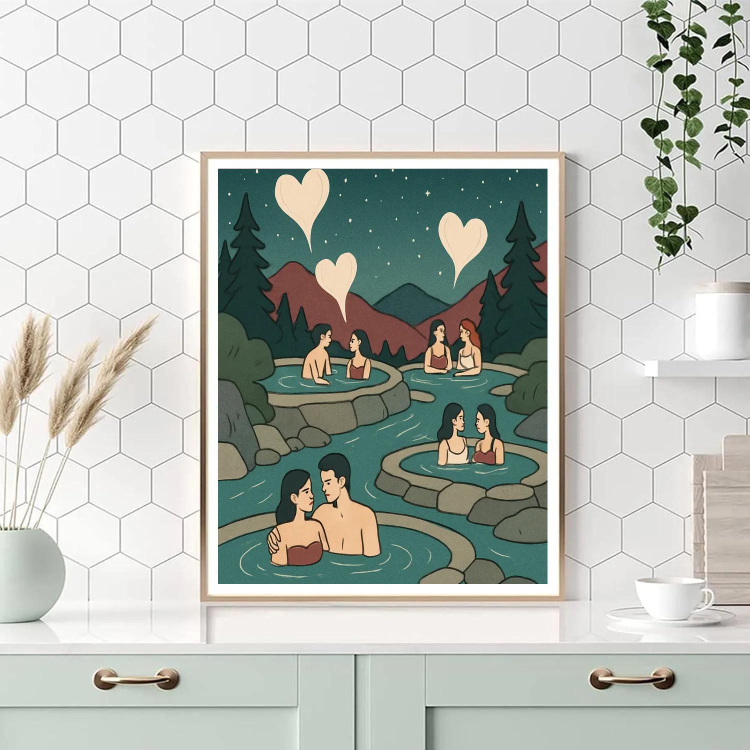 Valentines Day Hot Spring Under The Stars paint by numbers