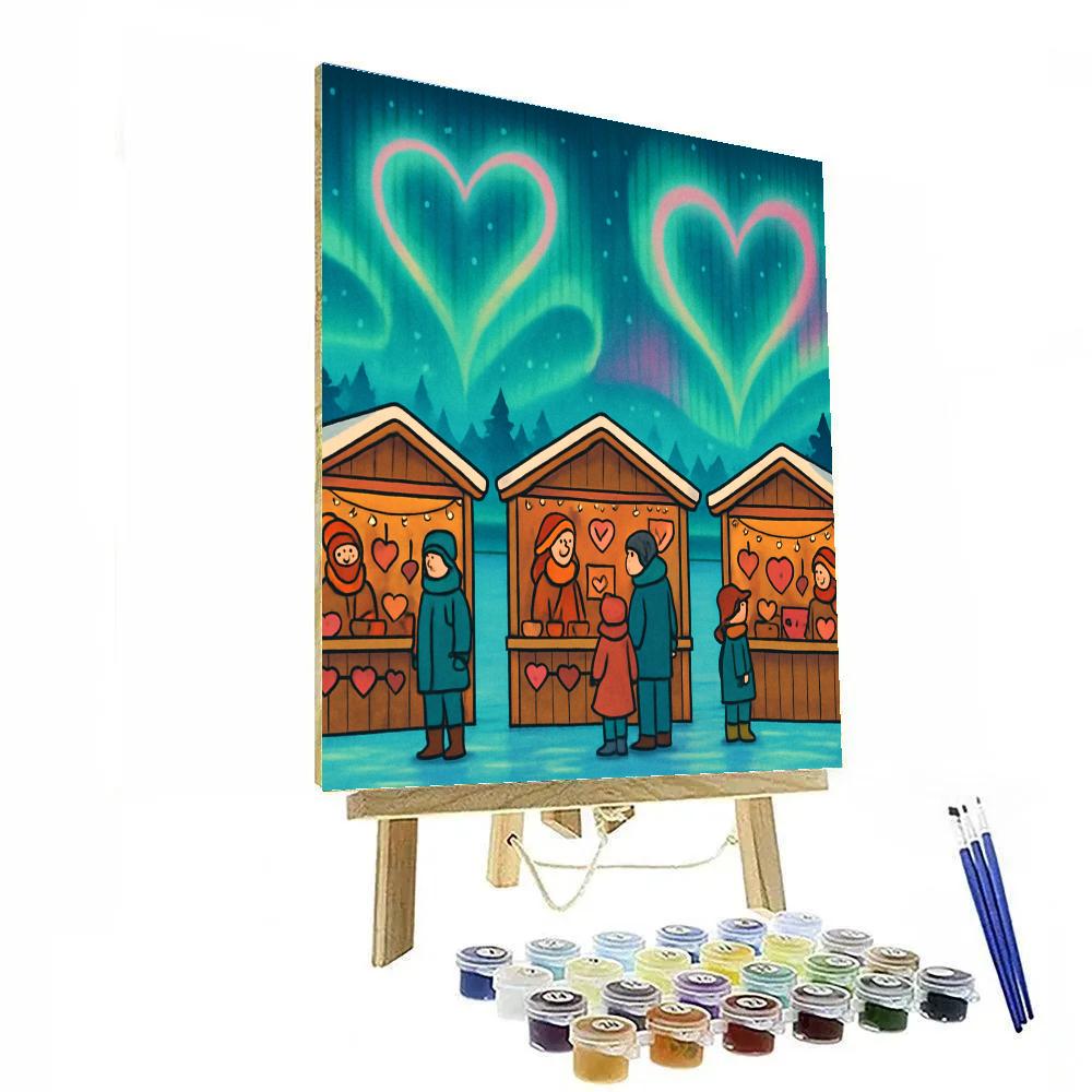 Valentines Day Aurora Over Frozen Lake Market DIY paint by numbers