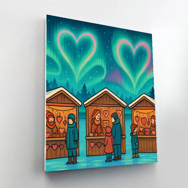 Valentines Day Aurora Over Frozen Lake Market DIY paint by numbers