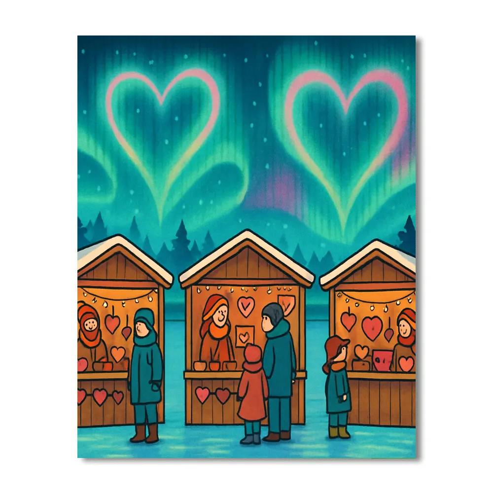 Valentines Day Aurora Over Frozen Lake Market DIY paint by numbers