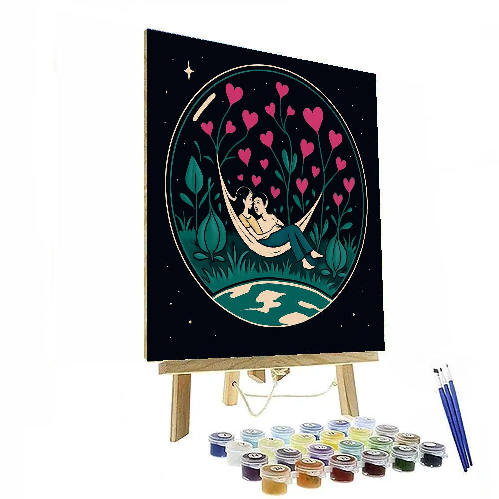 Space Garden Valentines Day Hammock Night DIY paint by numbers
