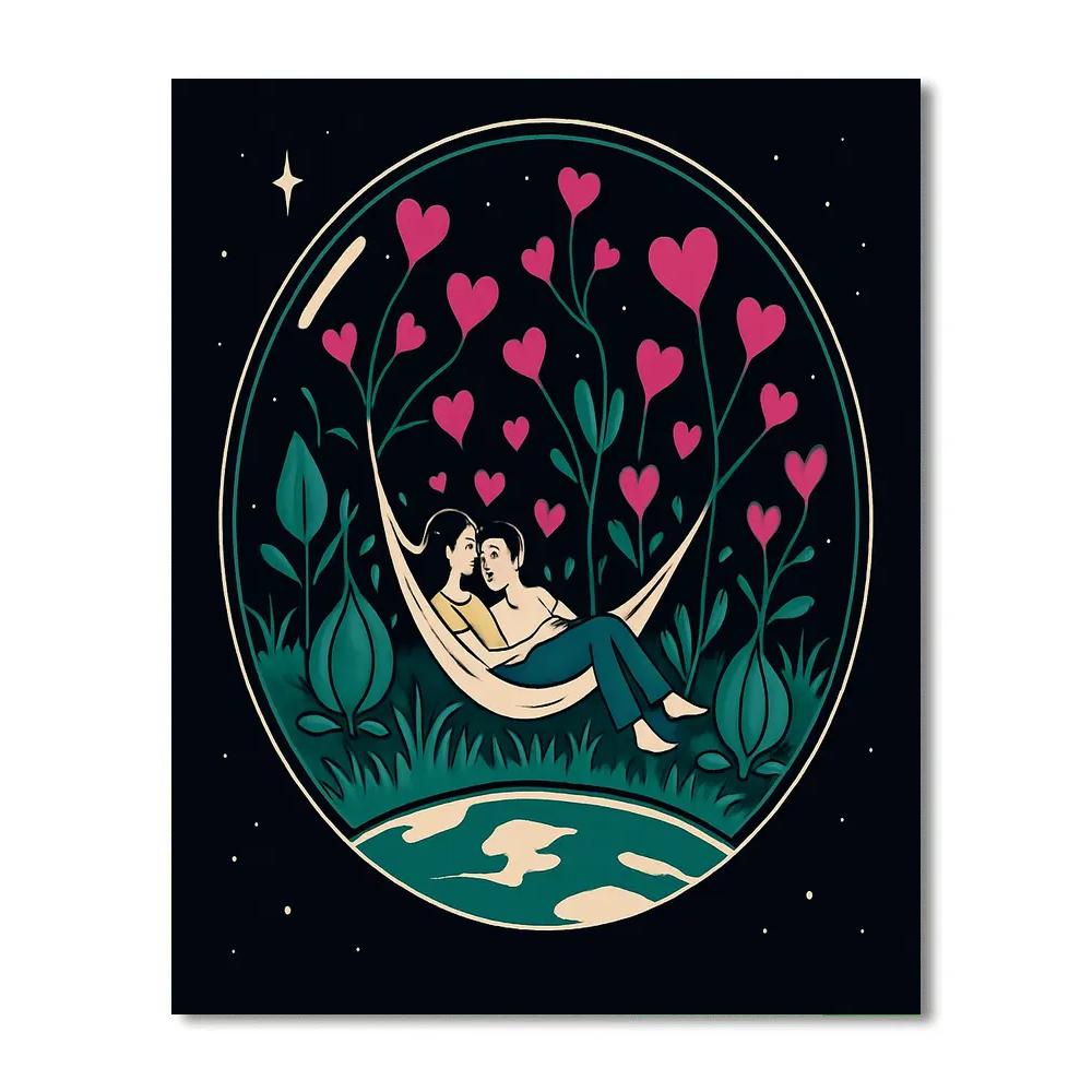 Space Garden Valentines Day Hammock Night DIY paint by numbers