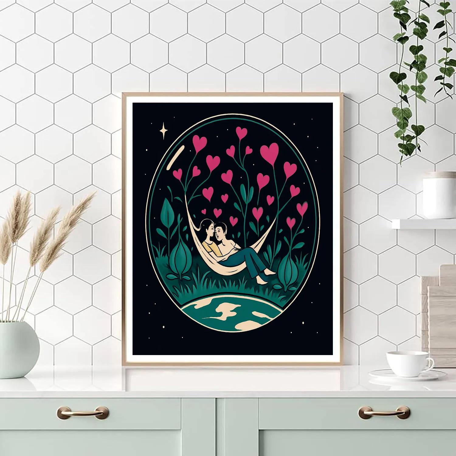 Space Garden Valentines Day Hammock Night DIY paint by numbers