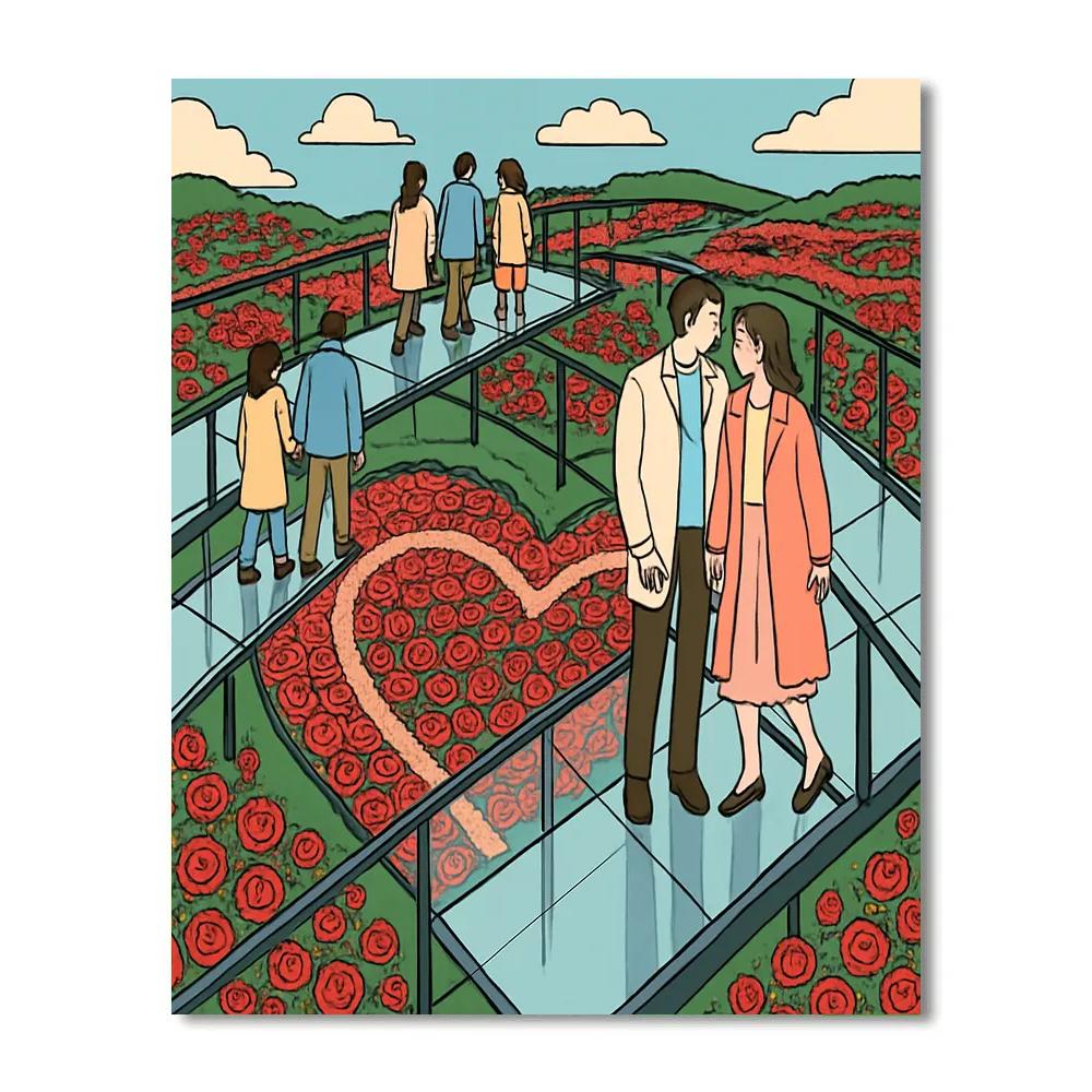 Valentines Day Rose Garden Skywalk DIY paint by numbers