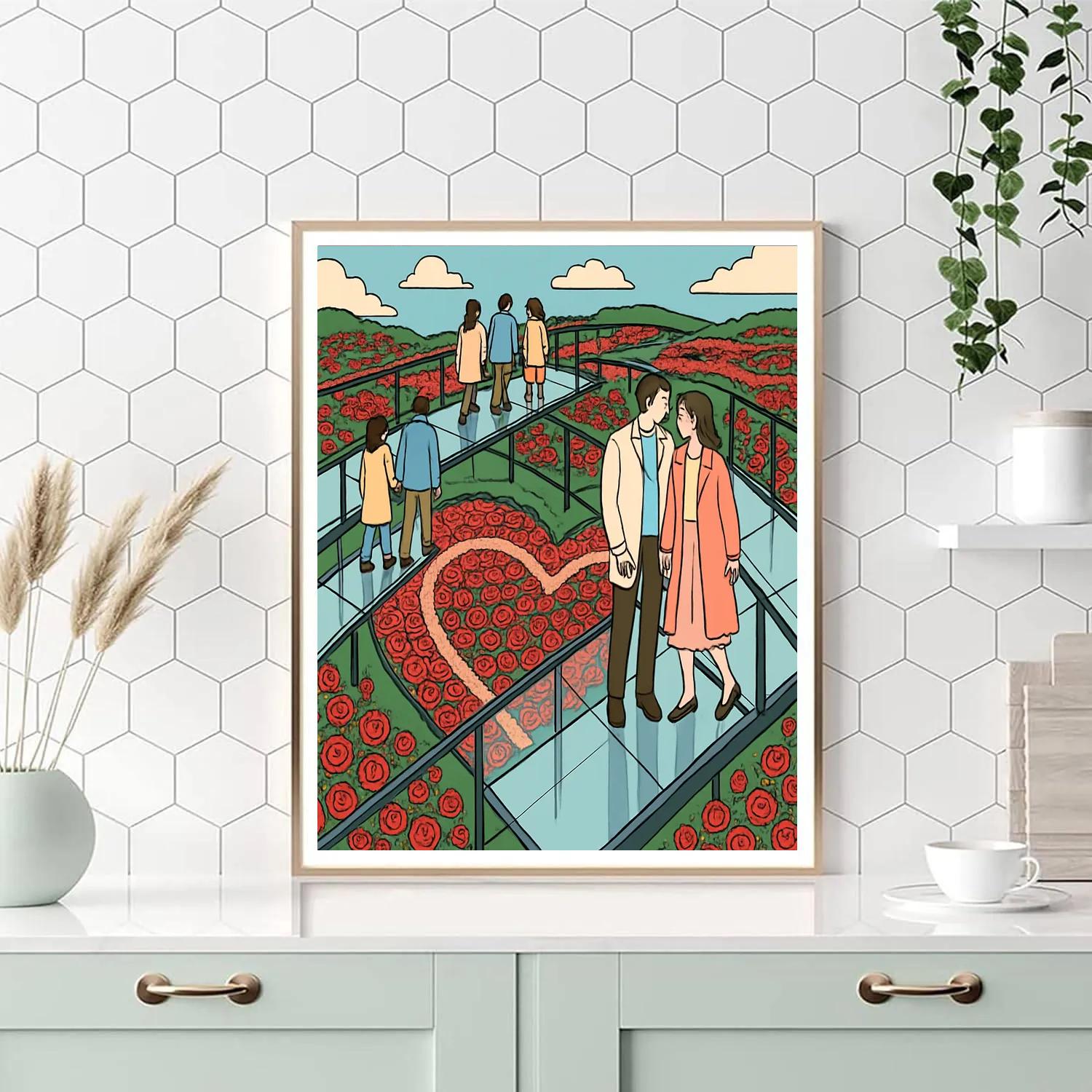 Valentines Day Rose Garden Skywalk DIY paint by numbers