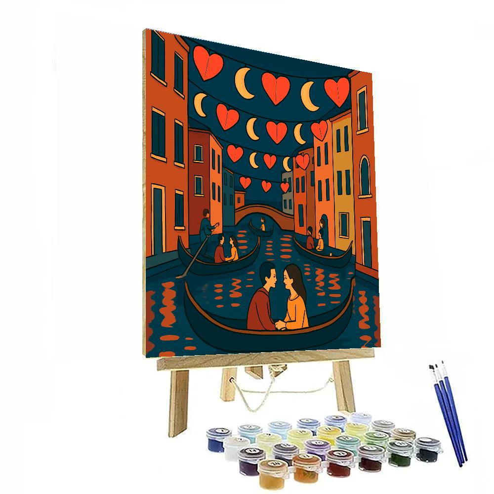 Starlit Gondola Ride With Valentines Day Lanterns Paint by numbers art
