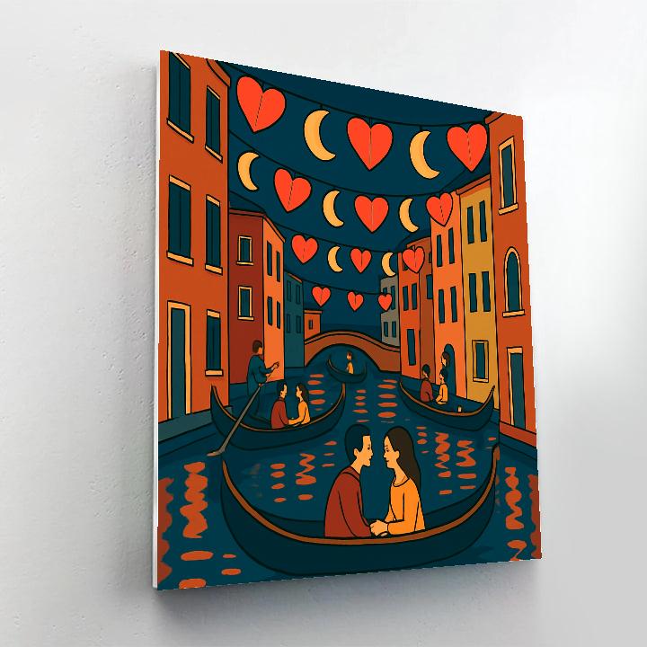 Starlit Gondola Ride With Valentines Day Lanterns Paint by numbers art