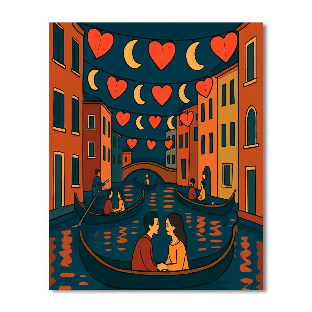 Starlit Gondola Ride With Valentines Day Lanterns Paint by numbers art