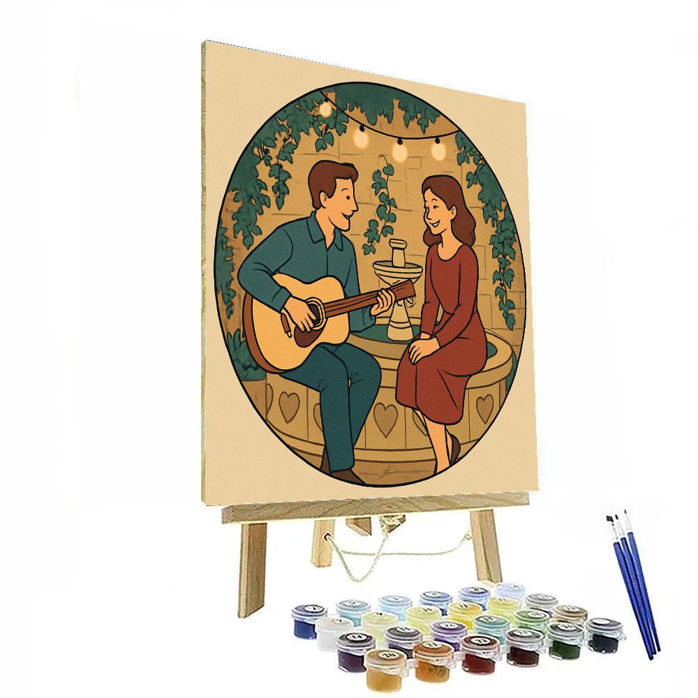 Hidden Courtyard Valentines Day Serenade paint by color